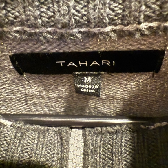 Tahari Men's 1/4 Zip Pullover Cotton Sweater Textured Stripes Size Medium - Picture 3 of 3